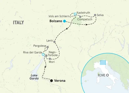 Italy Dolomites to Lake Garda Multi-Adventure map
