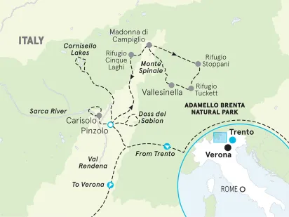 Italy Brenta Dolomites Walking & Hiking Tour map