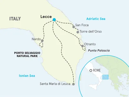 Italy Puglia Home Base Hiking and Walking Tour map