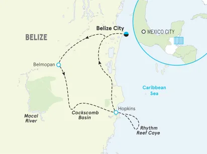 Belize Family Multi-Adventure Tour map