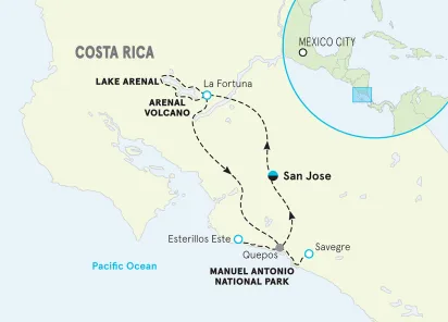 Costa Rica Rain Forest & Pacific Multi-Adventure Tour map