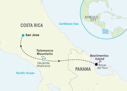 Costa Rica & Panama Multi-Adventure Tour map