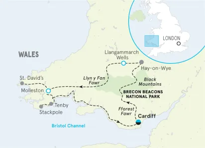 Wales Hiking & Walking Tour map