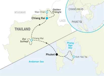 Thailand Multi-Adventure Tour map