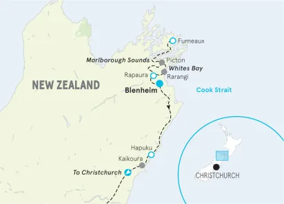 New Zealand South Island Women's Hiking & Walking Tour map