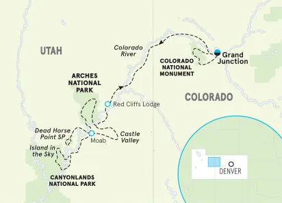 Utah Arches & Canyonlands Easygoing Walking Tour map