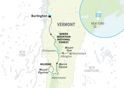 Vermont Women's Walking & Hiking Tour map