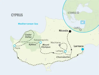 Cyprus Bike Tour map