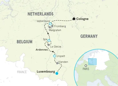 Luxembourg to the Netherlands Bike Tour map
