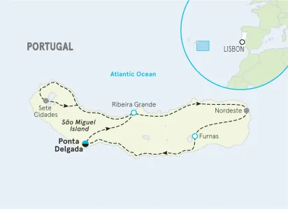 Portugal's Azores Family Multi-Adventure Tour map