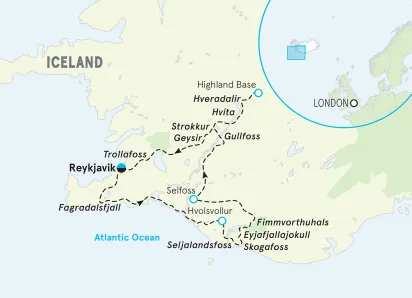 Iceland Family Multi-Adventure Tour map