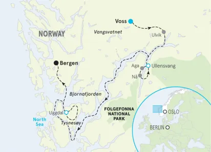 Norway Fjords Easygoing Multi-Adventure Tour map