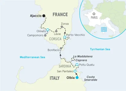 Sardinia & Corsica Multi-Adventure Tour map