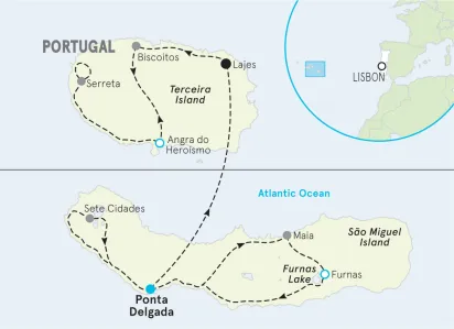 Portugal's Azores Hiking & Walking Tour map