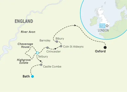 England's Cotswolds Easygoing Walking Tour Map