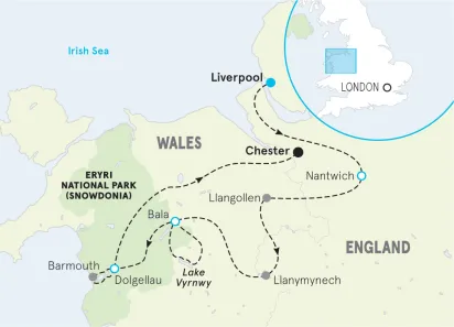 Wales Walking & Hiking Tour map
