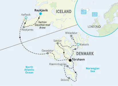 Iceland & The Faroe Islands Hiking & Walking Tour map