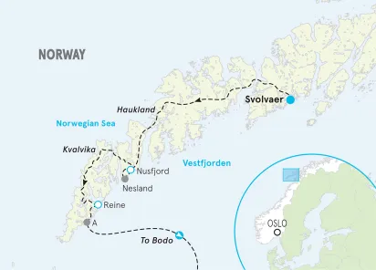 Norway Lofoten Islands Hiking & Walking Tour map