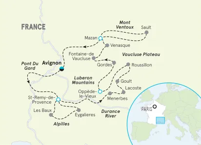 France Provence Bike Tour map