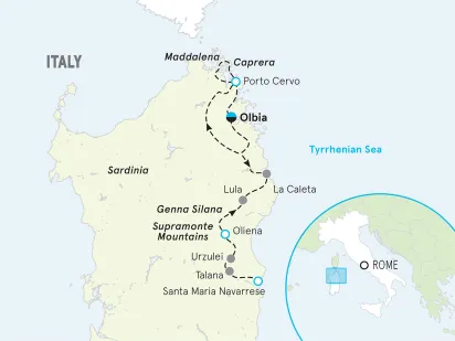Italy Sardinia Bike Tour map