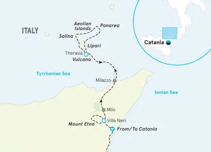 Sicily & the Aeolian Islands Easygoing Walking Tour map