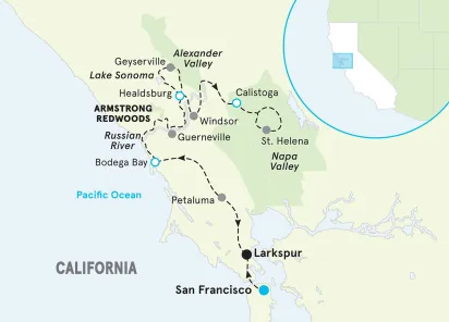 California Wine Country Bike Tour map