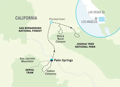 California Palm Springs & Joshua Tree Family Multi-Adventure Tour map