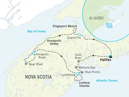 Nova Scotia Easygoing E-bike Tour map