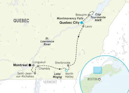 Quebec Bike Tour map