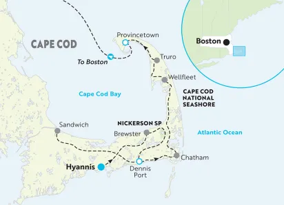 Massachussetts Cape Cod Family Multi-Adventure Tour map