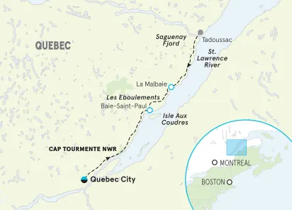 Quebec Hiking and Walking Tour map