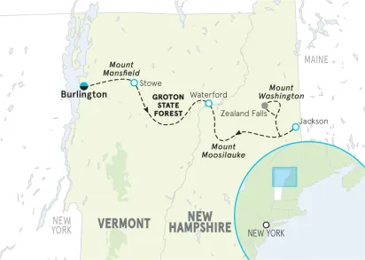 Vermont to the White Mountains Hiking & Walking Tour map