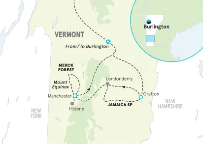 Vermont Women's Hiking & Walking Tour map