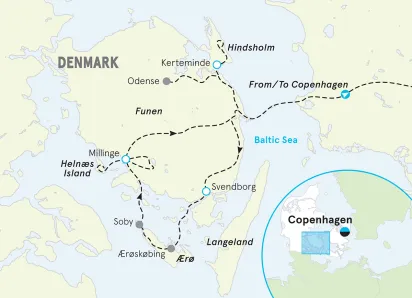 Denmark Islands Bike Tour map