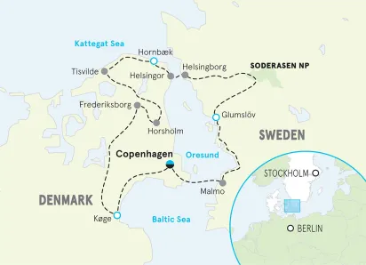 Sweden to Denmark Bike Tour map