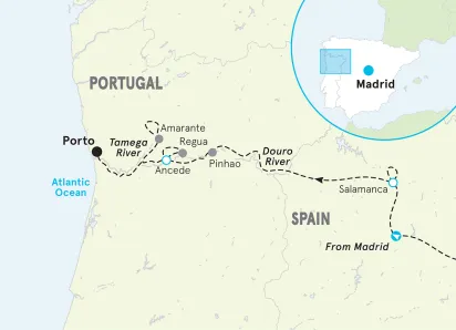 Spain and Portugal, Madrid to Porto Bike Tour map