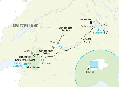 Switzerland Bike Tour map