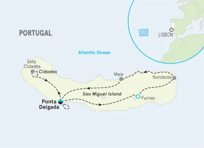 Portugal's Azores Family Multi-Adventure Tour Map