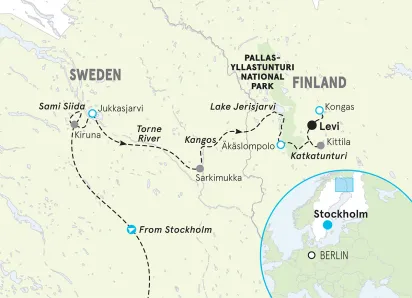 Finland & Sweden Northern Lights Multi-Adventure Tour map