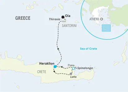 Santorini & Crete Family Multi-Adventure Tour Map