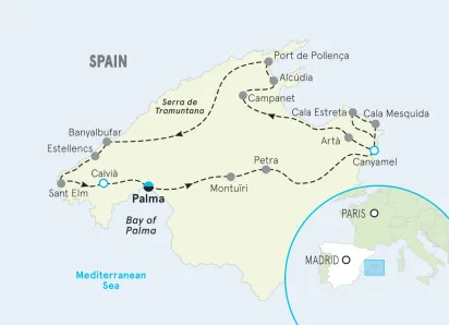 Spain's Mallorca Family Multi-Adventure Tour Map