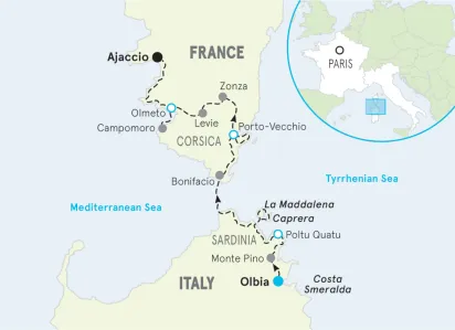 Sardinia & Corsica Multi-Adventure Tour Map