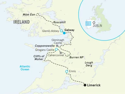 Ireland Connemara Women's Hiking & Walking Tour map