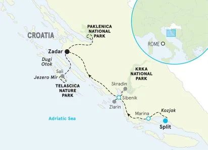 Croatia Women's Adventures Hiking and Walking Tour map