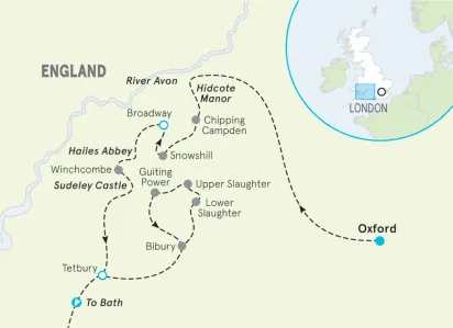 England's Cotswolds Hiking & Walking Tour Map