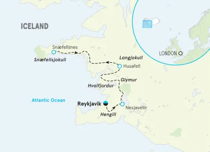 Iceland Women's Adventures Hiking & Walking Tour map