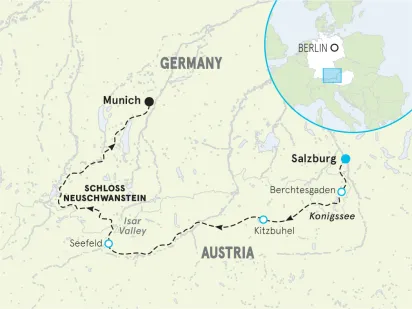 German & Austrian Alps Hiking & Walking Tour Map