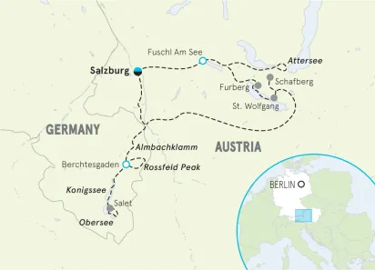 German & Austrian Alps Easygoing Walking Tour Map
