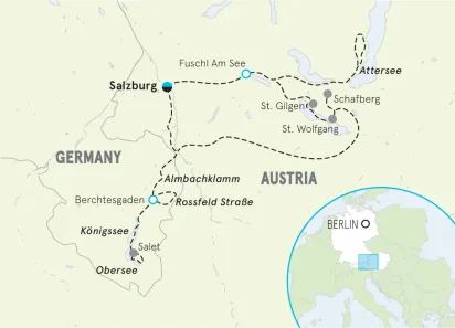 German & Austrian Alps Easygoing Walking Tour Map