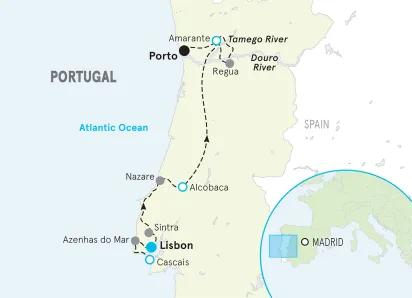 Portugal Easygoing Hiking and Walking Tour map